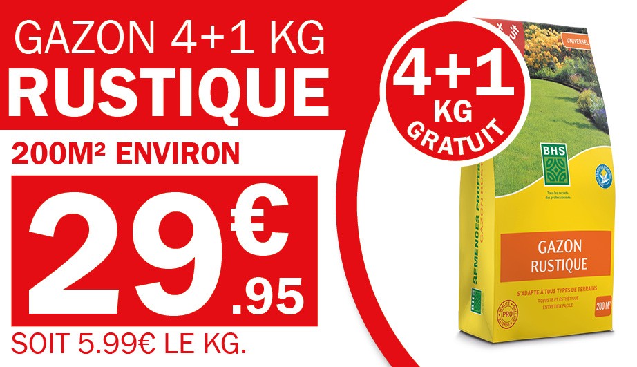Gazon rustique - 4kg + 1 gratuit - en promotion jusqu'au 14 octobre